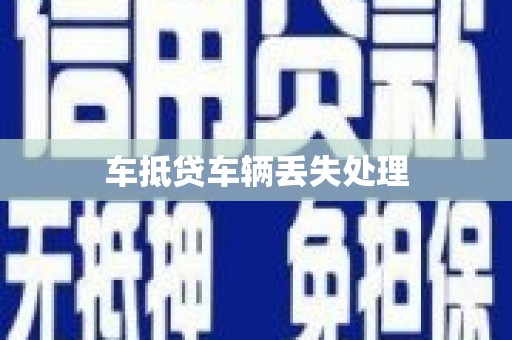 枝江车抵贷车辆丢失处理